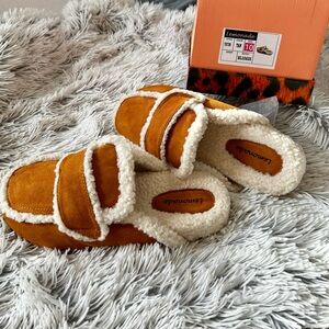 Lemonade Tan Faux Suede Sherpa Mule Slippers L NWOT | Cozy Loungewear
